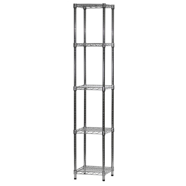 14"d x 14"w Chrome Wire Shelving w/ 5 Shelves