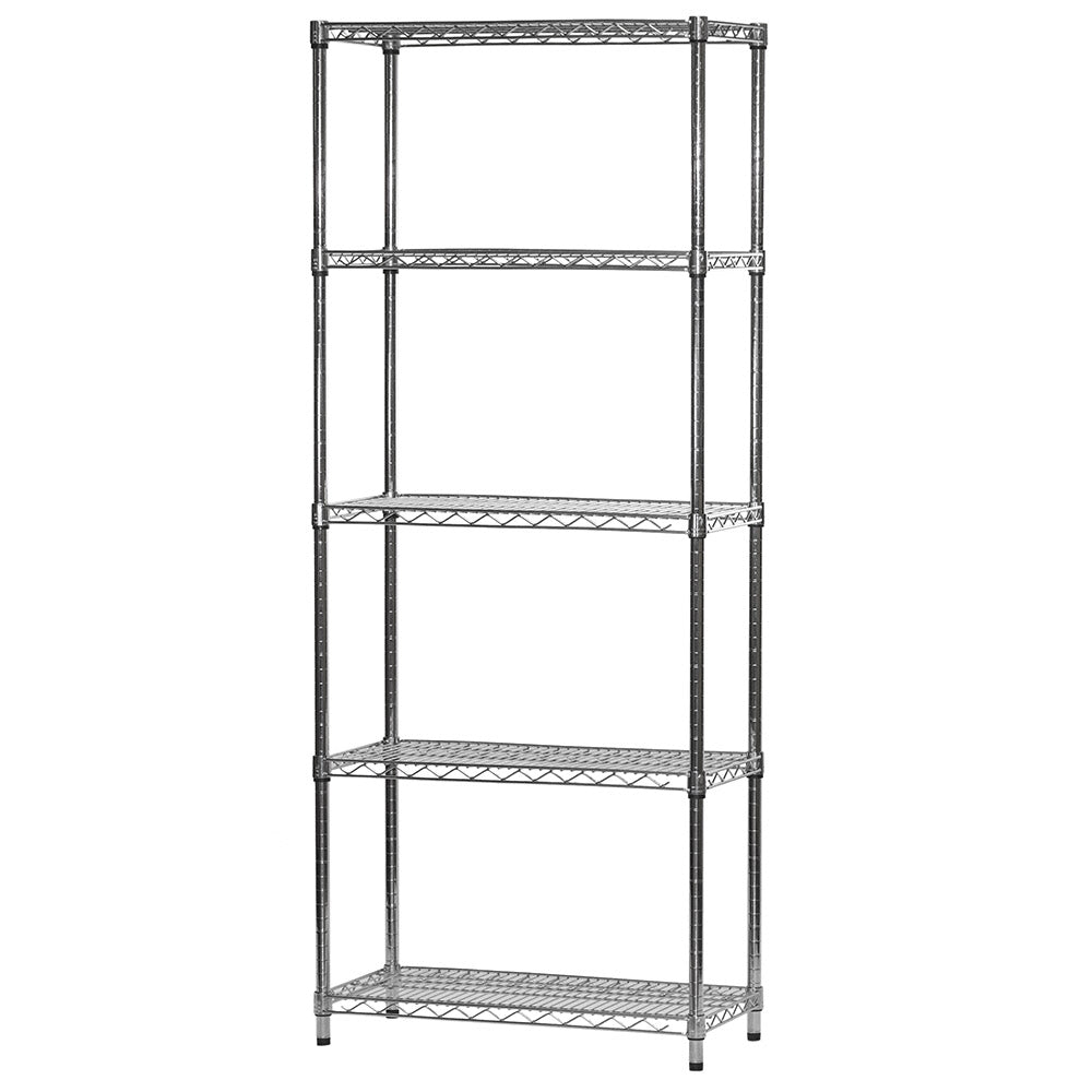 14"d x 30"w Chrome Wire Shelving w/ 5 Shelves