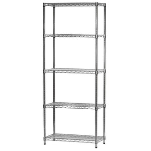 14"d x 30"w Chrome Wire Shelving w/ 5 Shelves