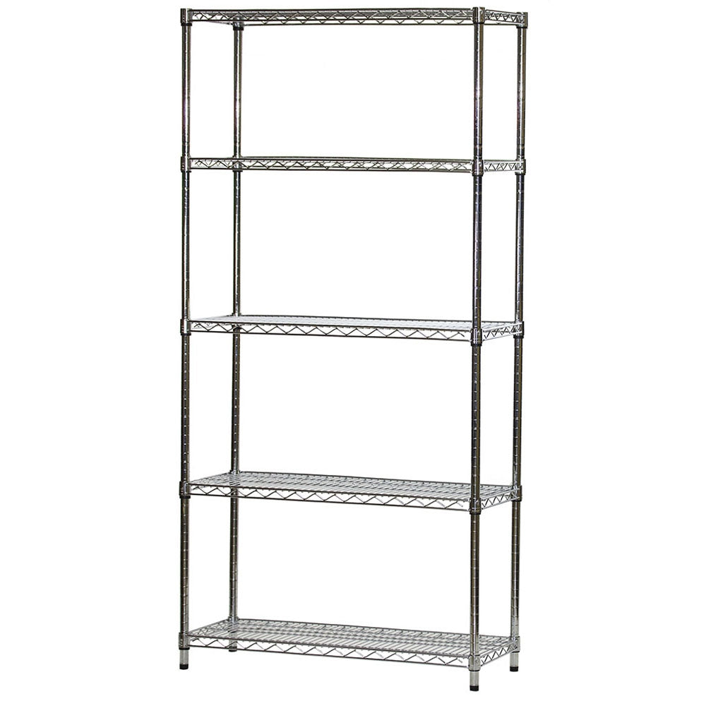 14"d x 36"w Chrome Wire Shelving w/ 5 Shelves