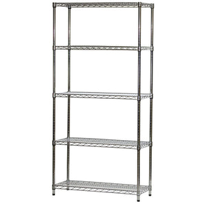 14"d x 36"w Chrome Wire Shelving w/ 5 Shelves