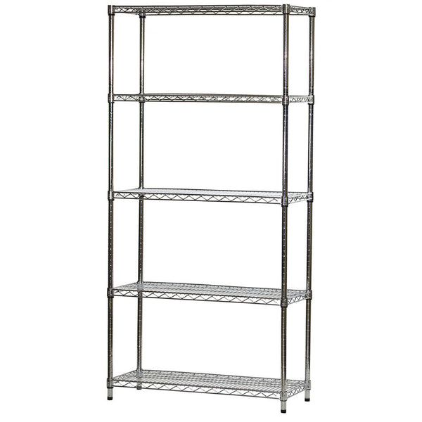 14"d x 36"w Chrome Wire Shelving w/ 5 Shelves