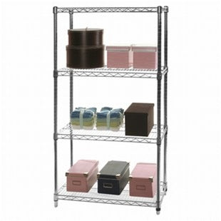 14"d x 36"w Chrome Wire Shelving w/ 4 Shelves