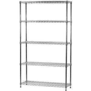 14"d x 42"w Chrome Wire Shelving w/ 5 Shelves