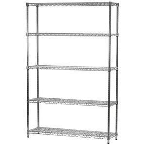 14"d x 48"w Chrome Wire Shelving w/ 5 Shelves