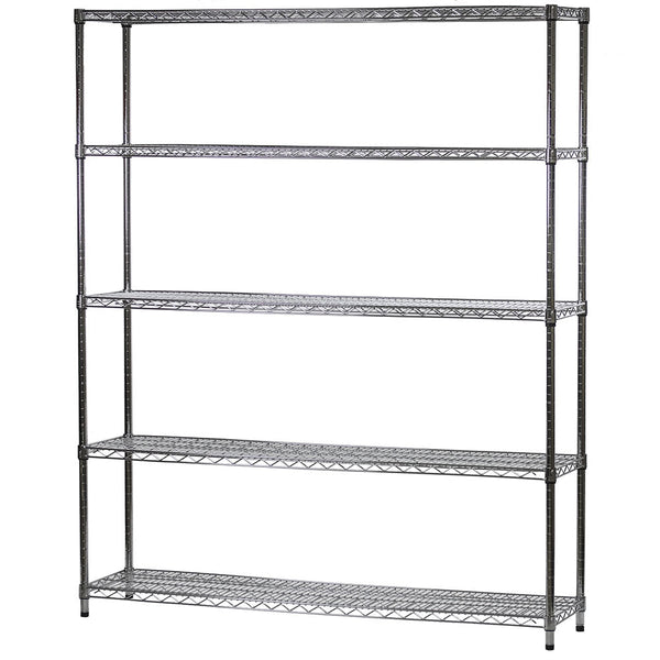 14"d x 60"w Chrome Wire Shelving w/ 5 Shelves