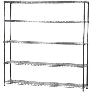 14"d x 72"w Chrome Wire Shelving w/ 5 Shelves