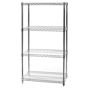 18"d x 30"w Chrome Wire Shelving w/ 4 Shelves