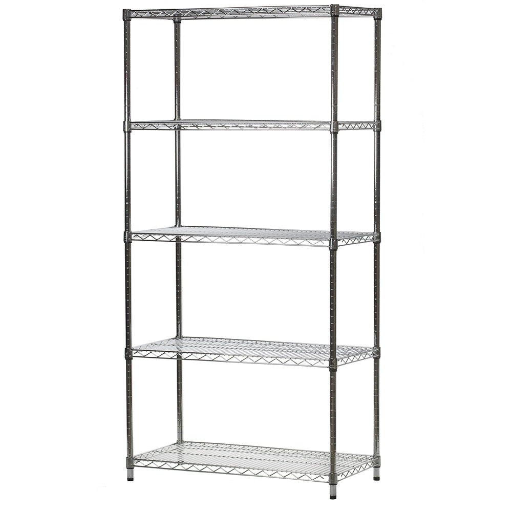 18"d x 36"w Chrome Wire Shelving w/ 5 Shelves