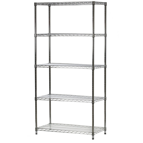 18"d x 36"w Chrome Wire Shelving w/ 5 Shelves