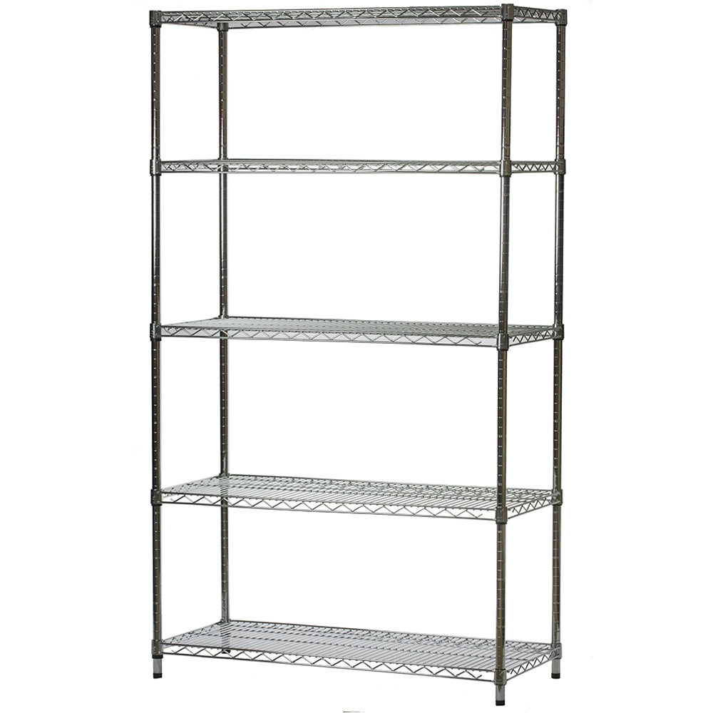 18"d x 42"w Chrome Wire Shelving w/ 5 Shelves