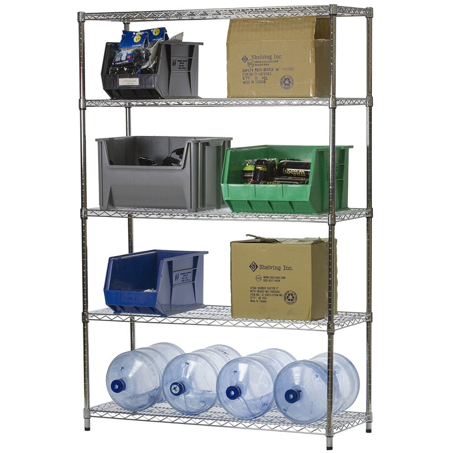 18"d x 54"w Chrome Wire Shelving w/ 5 Shelves