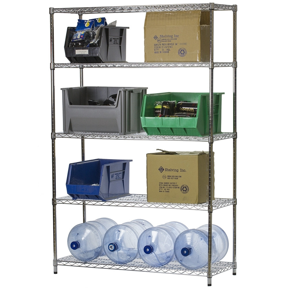 18"d x 54"w Chrome Wire Shelving w/ 5 Shelves