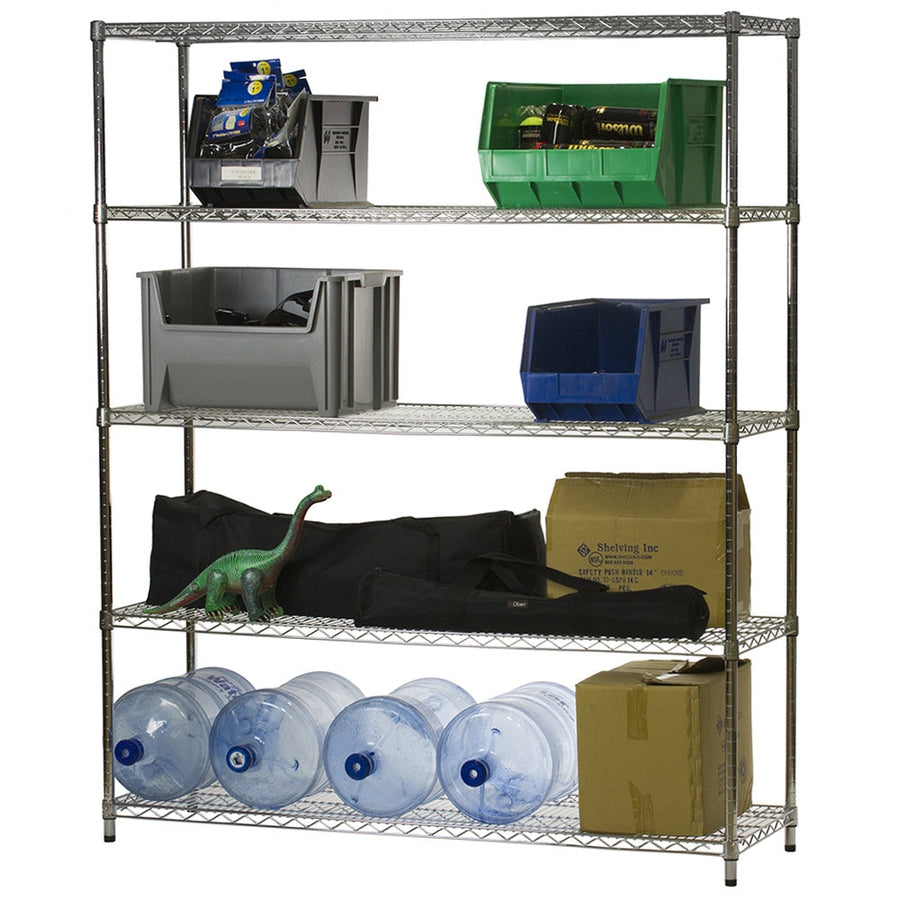 18"d x 60"w Chrome Wire Shelving w/ 5 Shelves