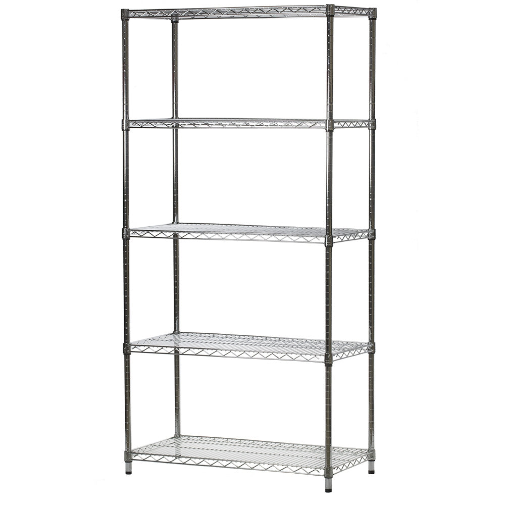 Chrome Wire Shelving with 5 Shelves - 21"d x 36"w x 64"h (SC213664-5)