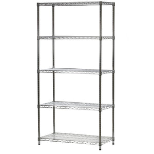 Chrome Wire Shelving with 5 Shelves - 21"d x 36"w x 96"h (SC213696-5)