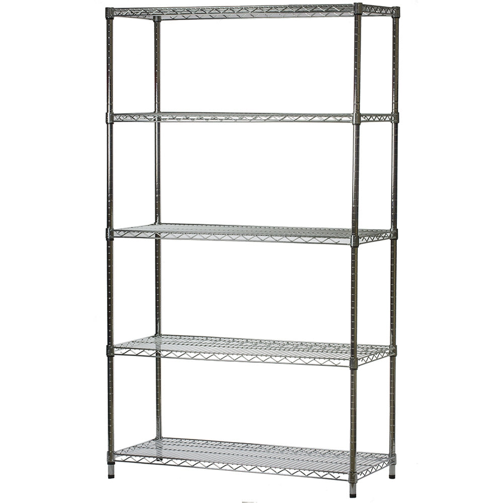 Chrome Wire Shelving with 5 Shelves - 21"d x 42"w x 64"h (SC214264-5)