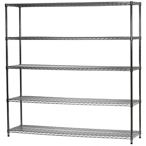 21"d x 72"w Chrome Wire Shelving w/ 5 Shelves