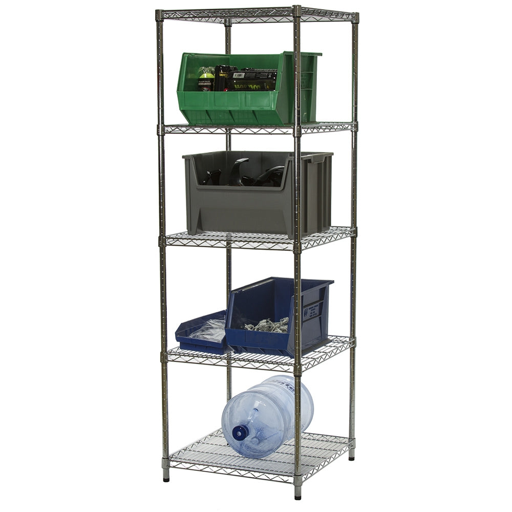 24"d x 24"w Chrome Wire Shelving w/ 5 Shelves