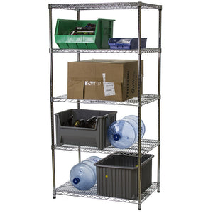 24"d x 36"w Chrome Wire Shelving w/ 5 Shelves