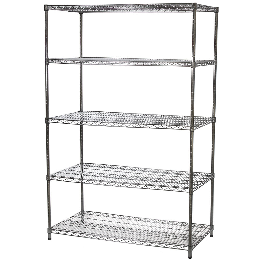 24"d x 48"w Chrome Wire Shelving w/ 5 Shelves