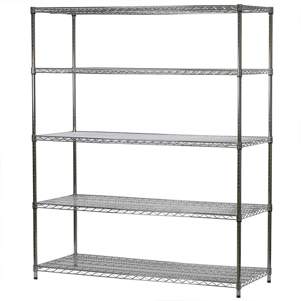 24"d x 60"w Chrome Wire Shelving w/ 5 Shelves