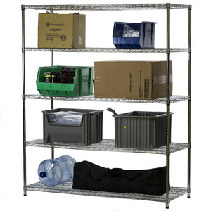 24"d x 60"w Chrome Wire Shelving w/ 5 Shelves