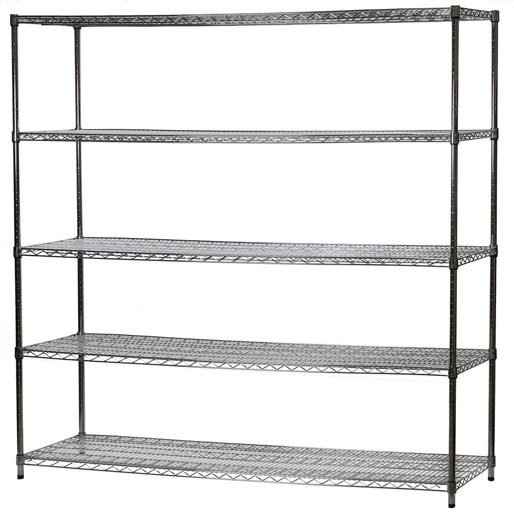 24"d x 72"w Chrome Wire Shelving w/ 5 Shelves