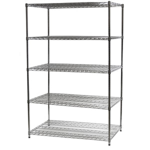 30"d x 36"w Chrome Wire Shelving w/ 5 Shelves