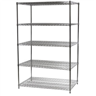 30"d x 36"w Chrome Wire Shelving w/ 5 Shelves