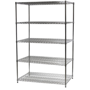 30"d x 48"w Chrome Wire Shelving w/ 5 Shelves