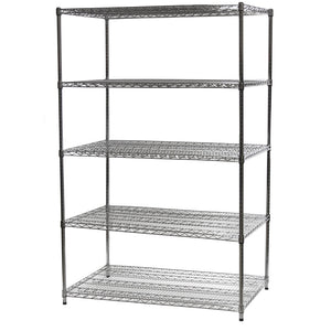 30"d x 48"w Chrome Wire Shelving w/ 5 Shelves