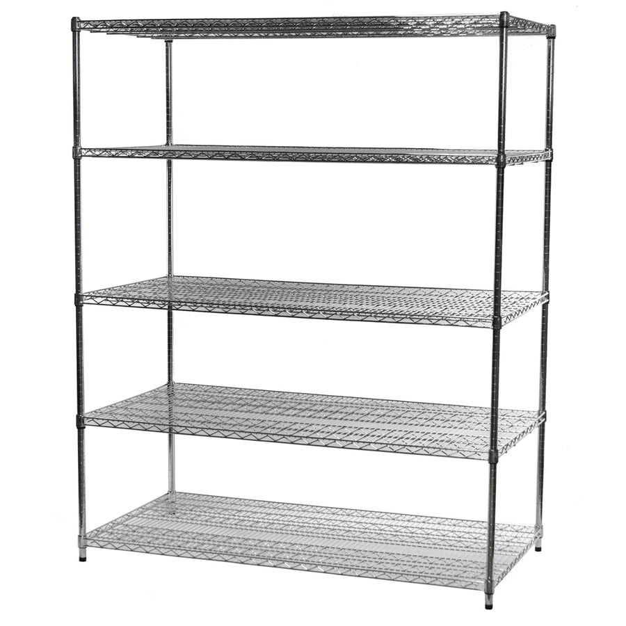 30"d x 60"w Chrome Wire Shelving w/ 5 Shelves