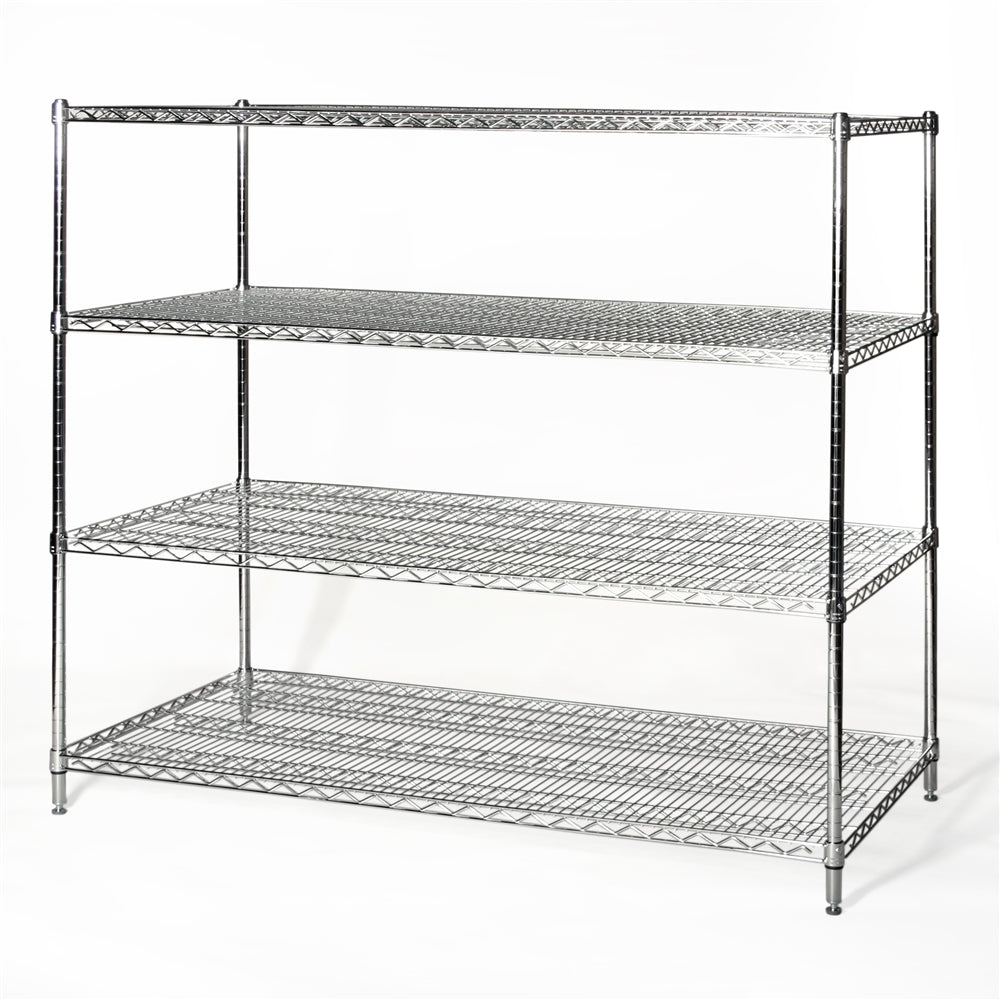 30"d x 60"w Chrome Wire Shelving w/ 4 Shelves