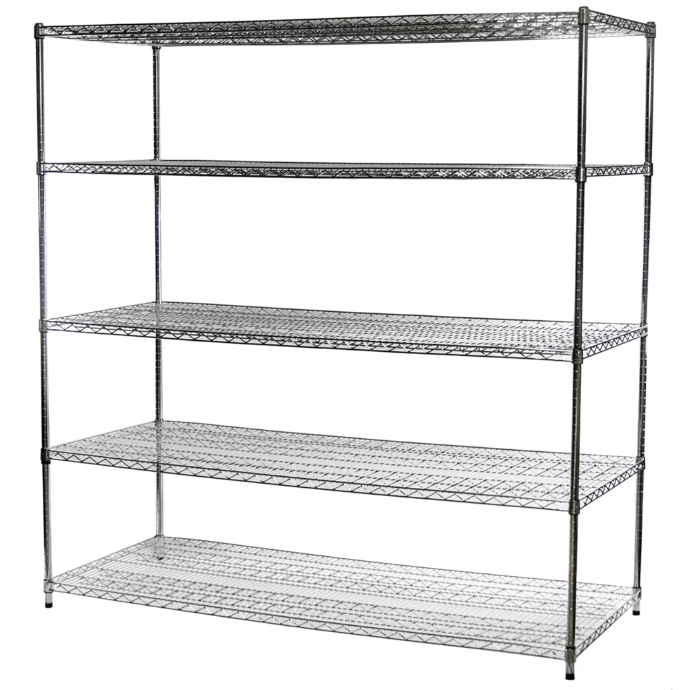 30"d x 72"w Chrome Wire Shelving w/ 5 Shelves