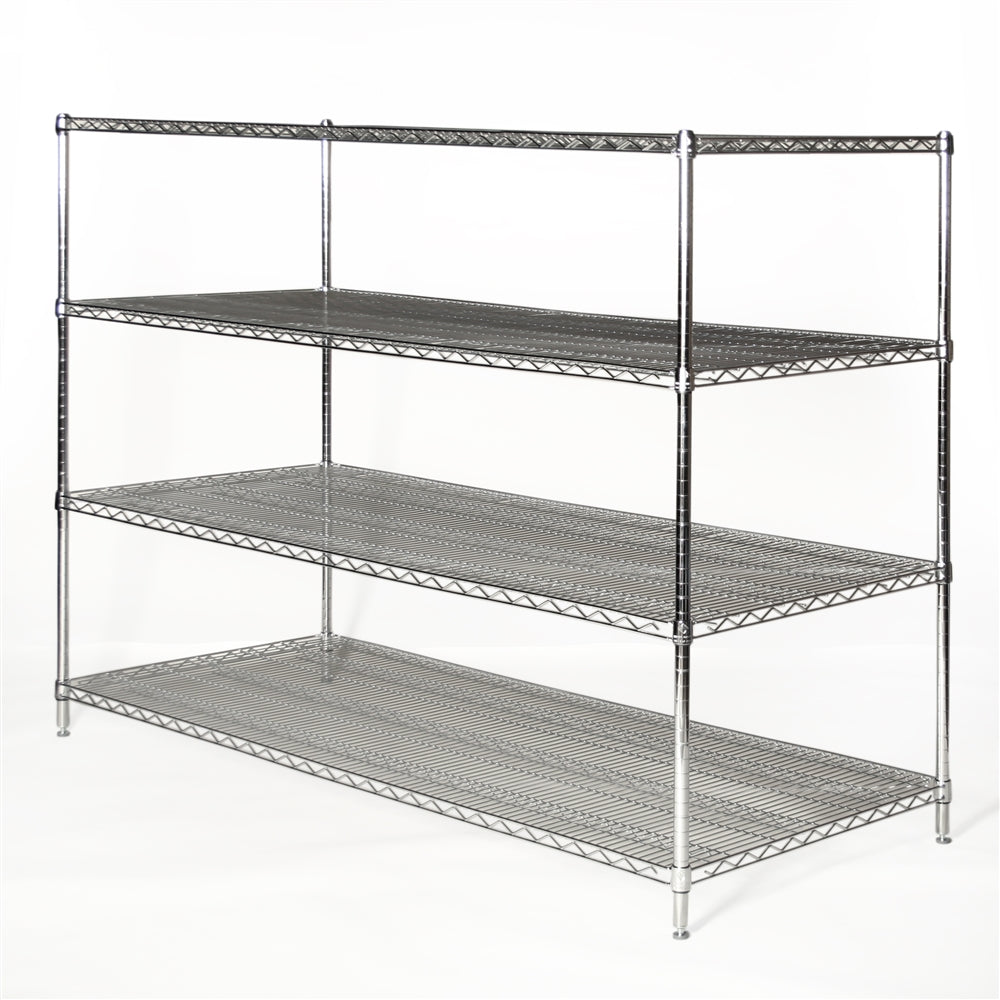 30"d x 72"w Chrome Wire Shelving w/ 4 Shelves