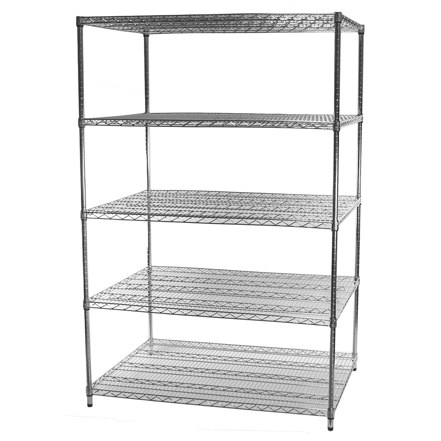 36"d x 36"w Chrome Wire Shelving w/ 5 Shelves