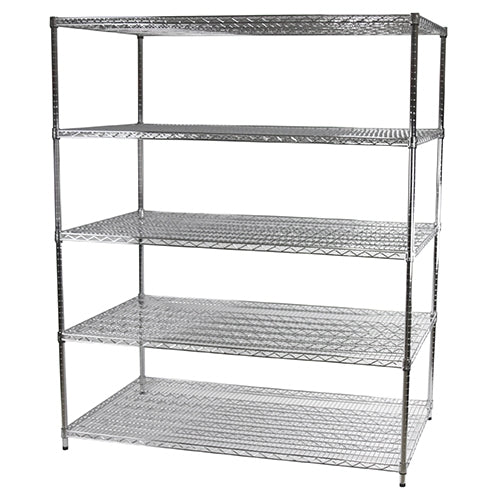 36"d x 60"w Chrome Wire Shelving w/ 5 Shelves