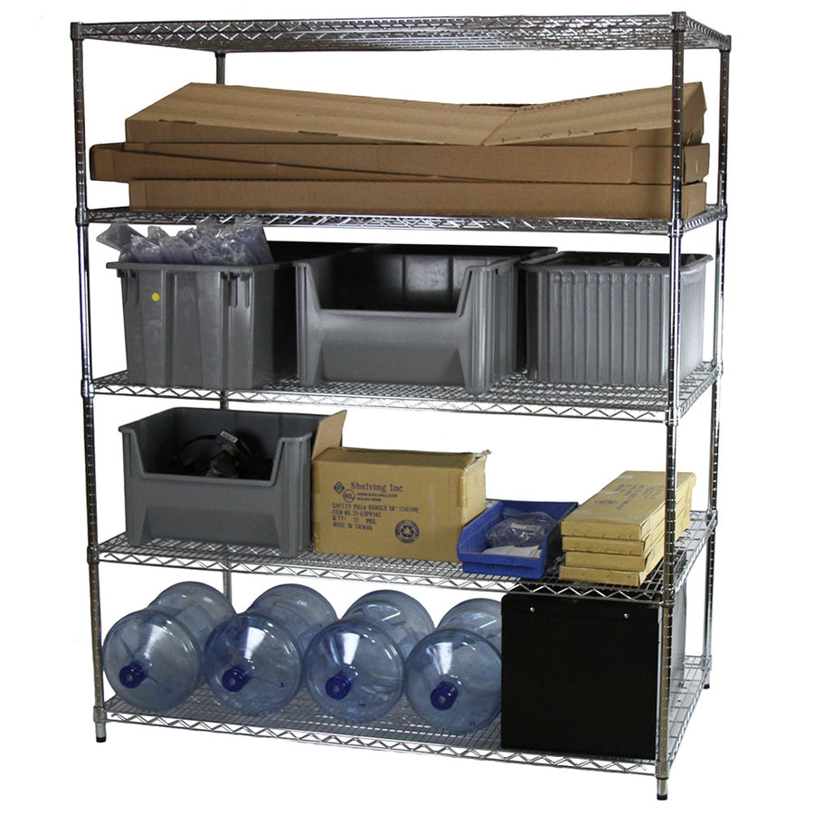 36"d x 60"w Chrome Wire Shelving w/ 5 Shelves