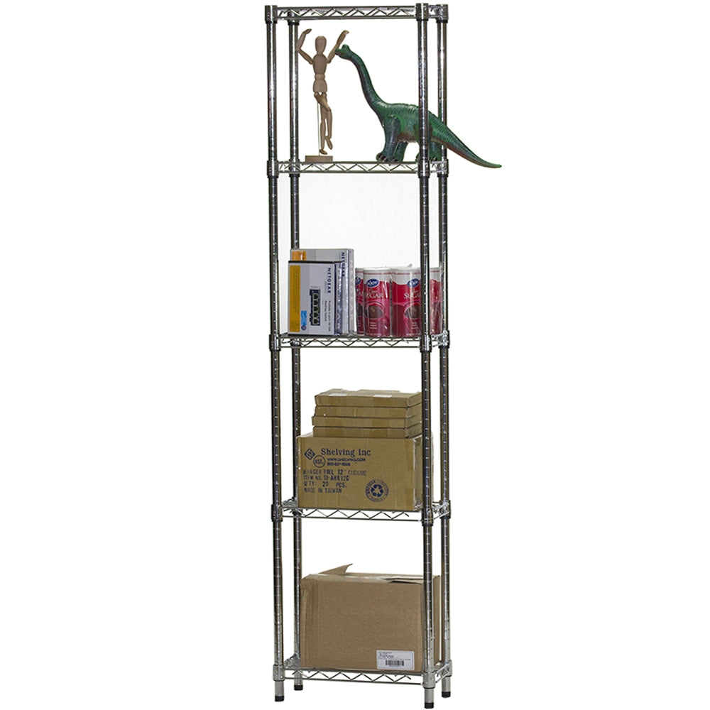 8"d x 18"w Chrome Wire Shelving w/ 5 Shelves