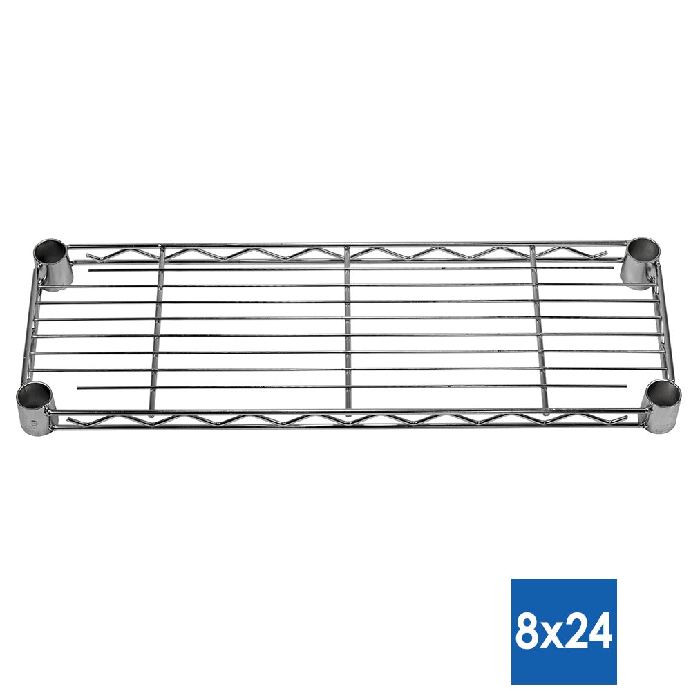 8"d x 24"w Chrome Wire Shelving w/ 5 Shelves