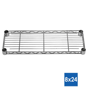 8"d x 24"w Chrome Wire Shelving w/ 5 Shelves