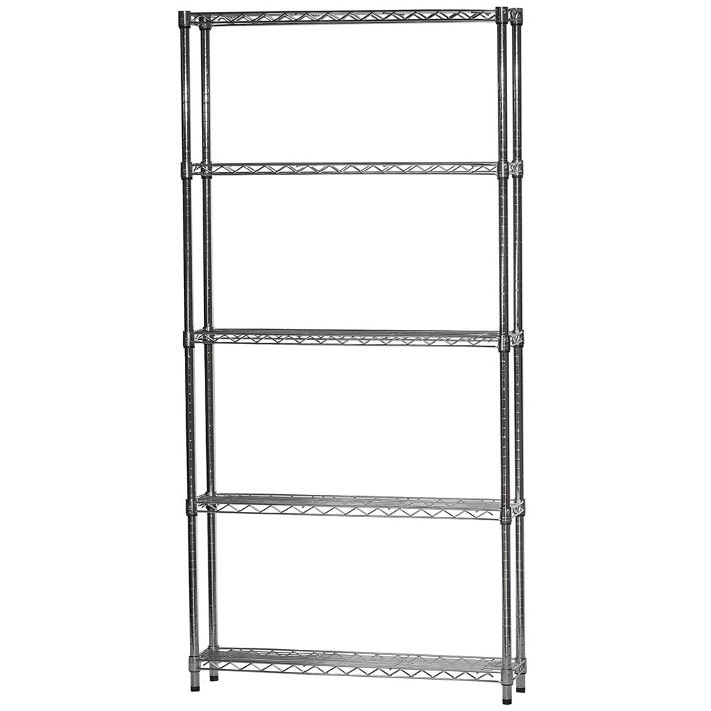 8"d x 36"w Chrome Wire Shelving w/ 5 Shelves