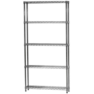 8"d x 36"w Chrome Wire Shelving w/ 5 Shelves