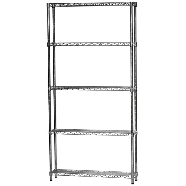 8"d x 36"w Chrome Wire Shelving w/ 5 Shelves