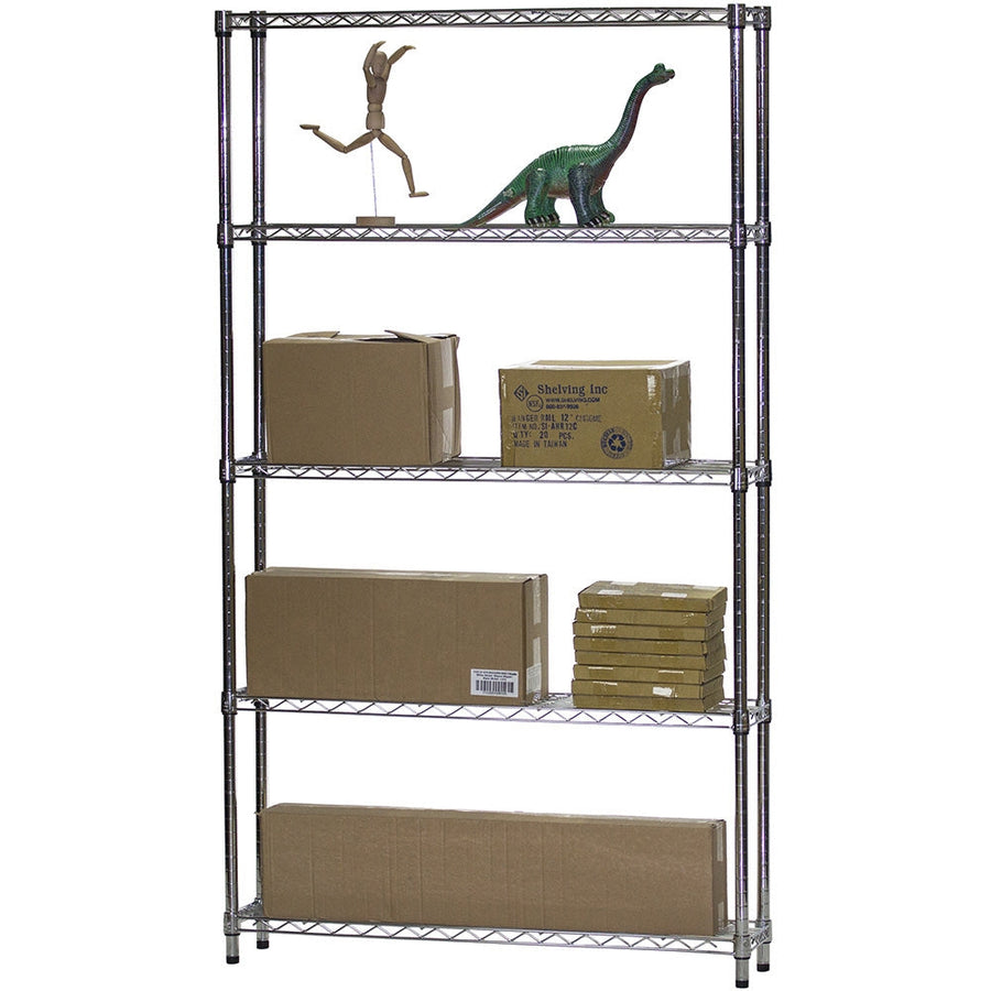 8"d x 42"w Chrome Wire Shelving w/ 5 Shelves