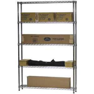 8"d x 48"w Chrome Wire Shelving w/ 5 Shelves