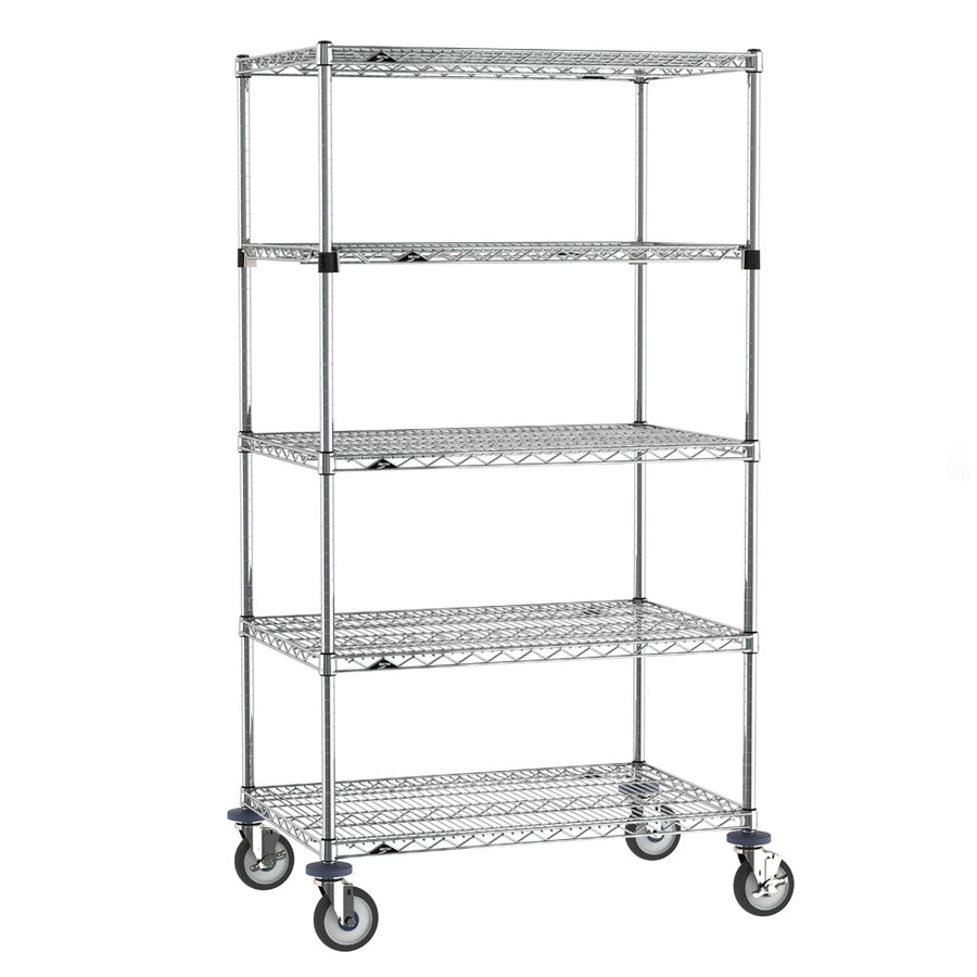 18"d x 68"h 5-Shelf Metro Super Erecta EZ-ADD Mobile Wire Shelving - Chrome