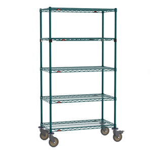 18"d x 68"h 5-Shelf Metro Super Erecta EZ-ADD Mobile Wire Shelving - Metroseal Green