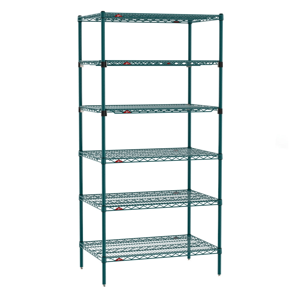 18"d x 74"h 6-Shelf Metro Super Erecta EZ-ADD Wire Shelving - Metroseal Green